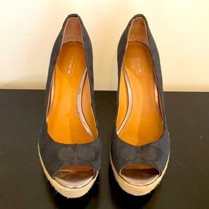 Coach platform heels. Black. Sz 7.5. Great condition